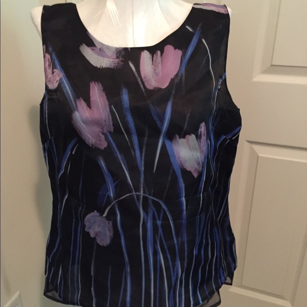 St John top blouse size 10 100% silk layered